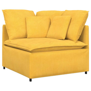 vidaXL Modular Sofa with Ottoman Cushions Corduroy Light Yellow
