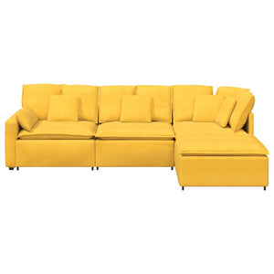 vidaXL Modular Sofa with Ottoman Cushions Corduroy Light Yellow