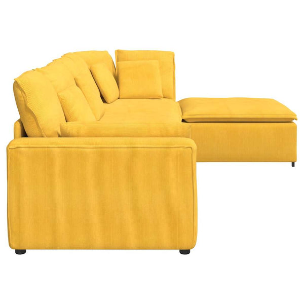 vidaXL Modular Sofa with Ottoman Cushions Corduroy Light Yellow