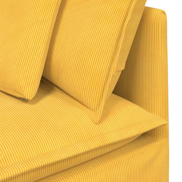 vidaXL Modular Sofa with Ottoman Cushions Corduroy Light Yellow