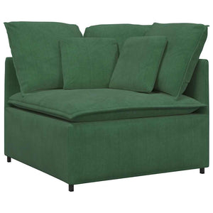 vidaXL Modular Sofa with Footrest and Cushions Corduroy Dark Green