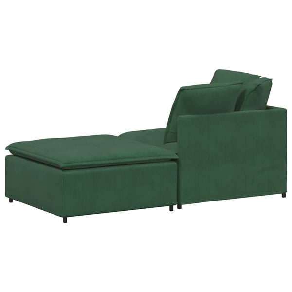 vidaXL Modular Sofa with Footrest and Cushions Corduroy Dark Green