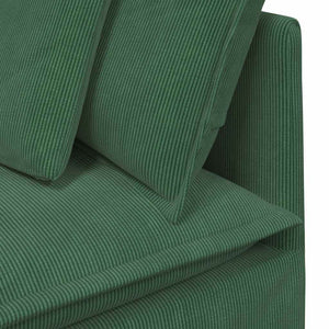 vidaXL Modular Sofa with Footrest and Cushions Corduroy Dark Green