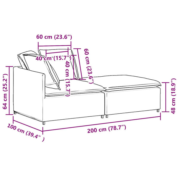 vidaXL Modular Sofa with Footrest and Cushions Corduroy Dark Green