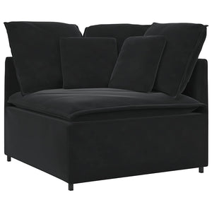 vidaXL Modular Sofa with Cushions Velvet Black
