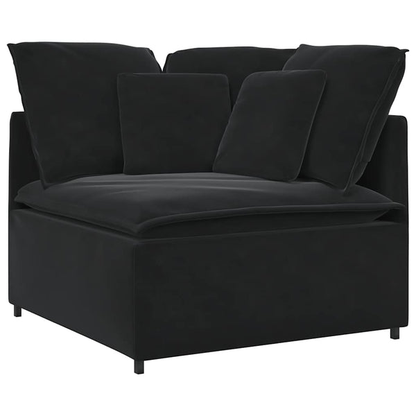 vidaXL Modular Sofa with Cushions Velvet Black