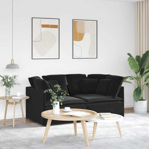 vidaXL Modular Sofa with Cushions Velvet Black
