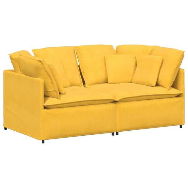 vidaXL Modular Sofa with Cushions Corduroy Light Yellow