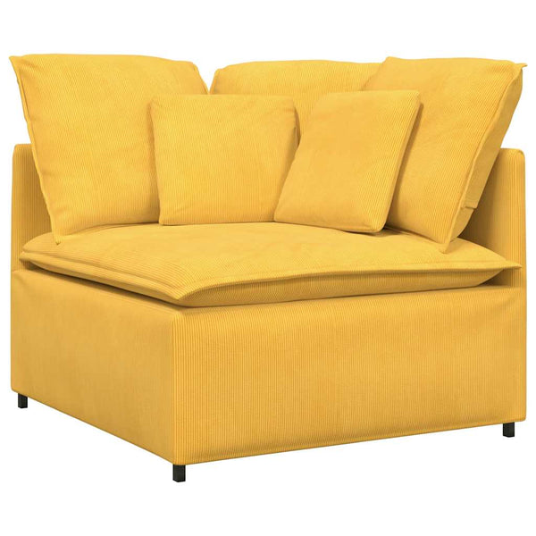 vidaXL Modular Sofa with Cushions Corduroy Light Yellow
