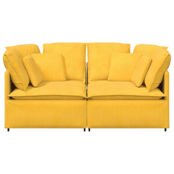 vidaXL Modular Sofa with Cushions Corduroy Light Yellow