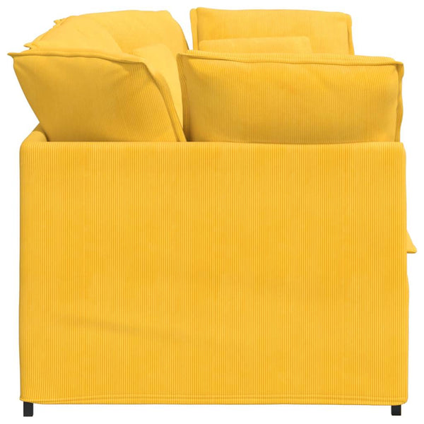 vidaXL Modular Sofa with Cushions Corduroy Light Yellow