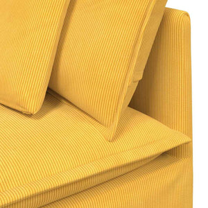 vidaXL Modular Sofa with Cushions Corduroy Light Yellow