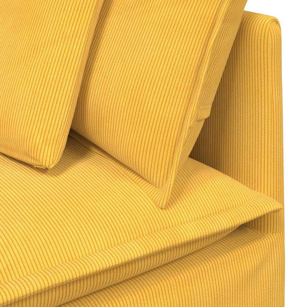 vidaXL Modular Sofa with Cushions Corduroy Light Yellow