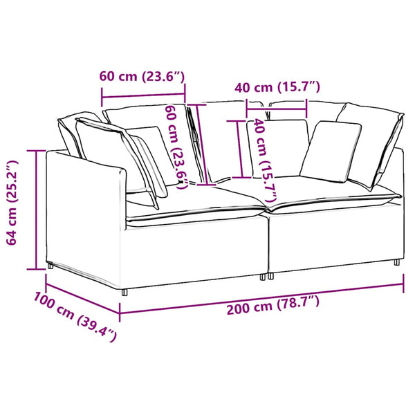 vidaXL Modular Sofa with Cushions Corduroy Light Yellow