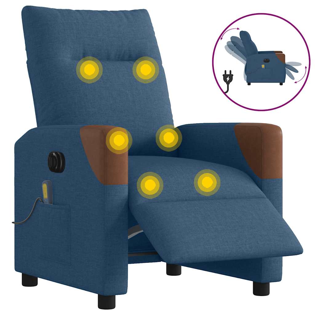 vidaXL Electric Massage Chair Blue Fabric