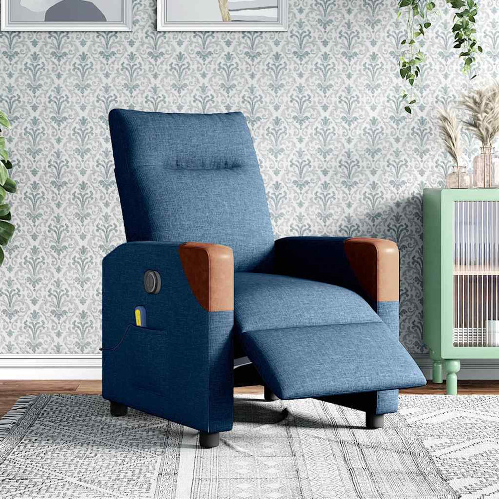 vidaXL Electric Massage Chair Blue Fabric