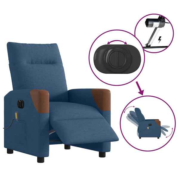 vidaXL Electric Massage Chair Blue Fabric