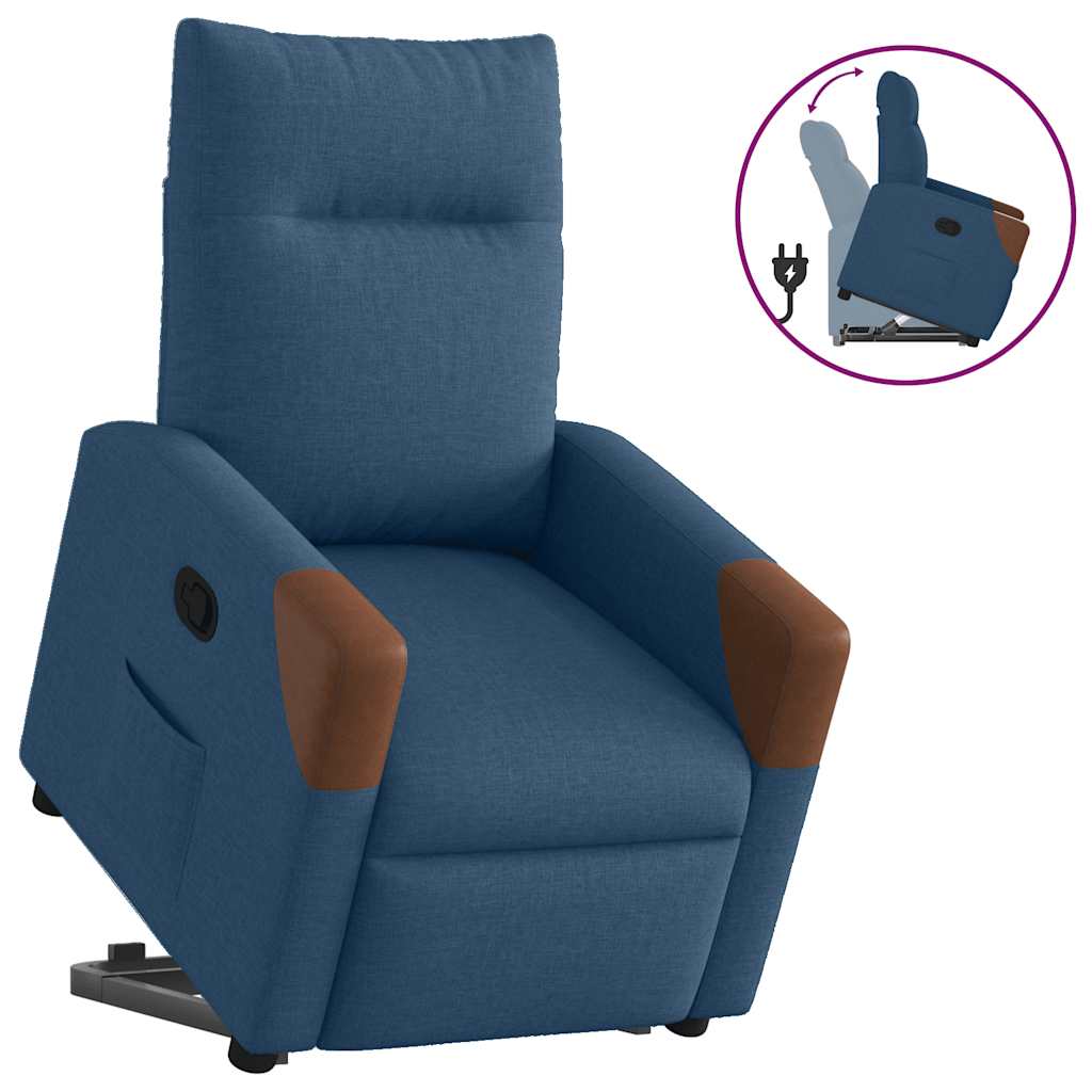 vidaXL Recliner with Lift Function Blue Fabric