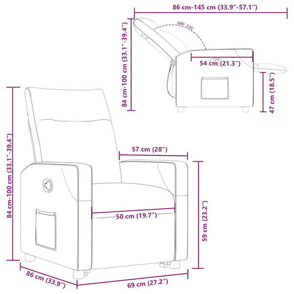 vidaXL Recliner with Lift Function Blue Fabric