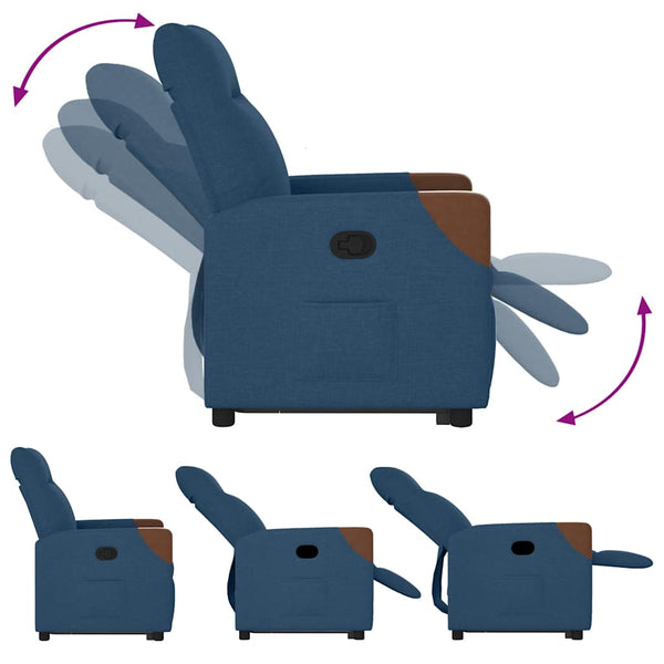 vidaXL Recliner with Lift Function Blue Fabric