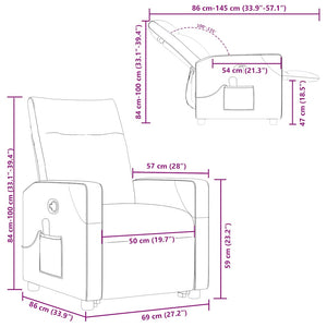 vidaXL Massage Recliner with Lift Function Blue Fabric