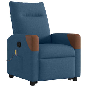 vidaXL Massage Recliner with Lift Function Blue Fabric