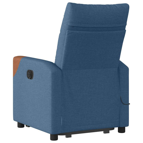 vidaXL Massage Recliner with Lift Function Blue Fabric