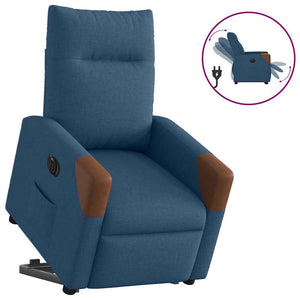 vidaXL Electric Recliner with Lift-Up Function Blue Fabric