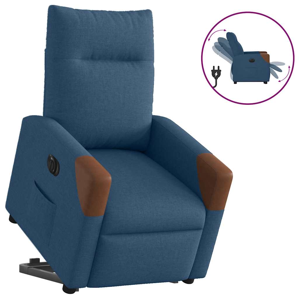 vidaXL Electric Recliner with Lift-Up Function Blue Fabric