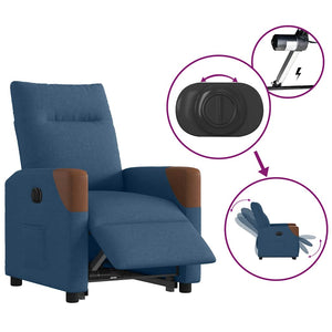 vidaXL Electric Recliner with Lift-Up Function Blue Fabric