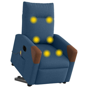 vidaXL Electric Massage Recliner with Lift Function Blue Fabric