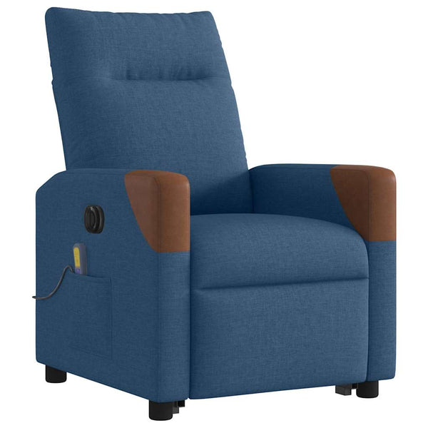 vidaXL Electric Massage Recliner with Lift Function Blue Fabric