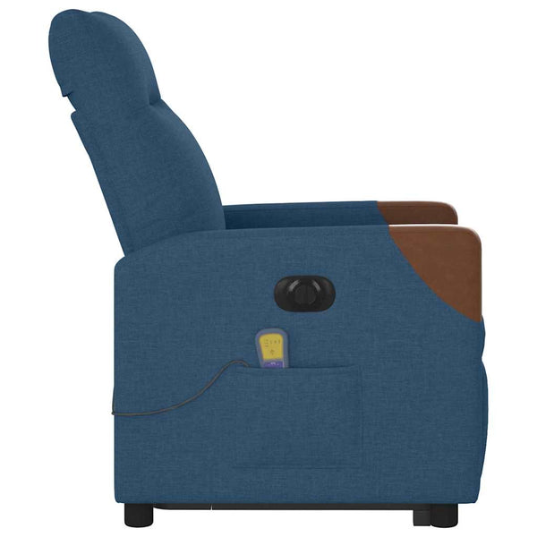 vidaXL Electric Massage Recliner with Lift Function Blue Fabric