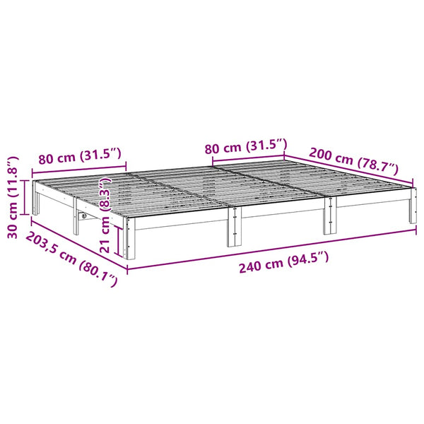 vidaXL Family Bed Frame without Mattress White 240x200 cm Solid Pine Wood