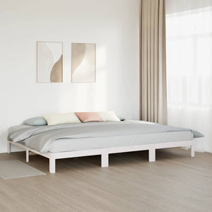vidaXL Family Bed Frame without Mattress White 240x200 cm Solid Pine Wood