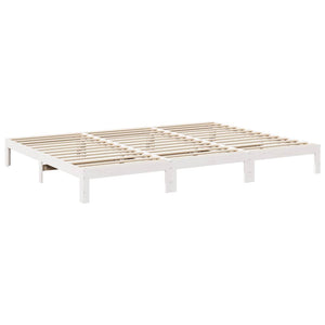 vidaXL Family Bed Frame without Mattress White 240x200 cm Solid Pine Wood