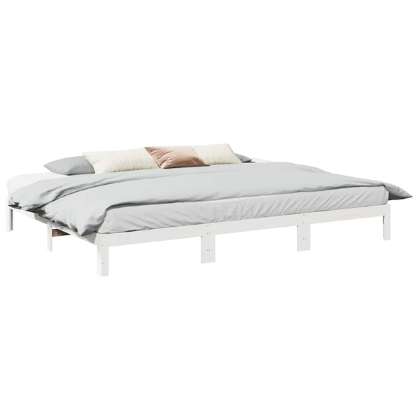 vidaXL Family Bed Frame without Mattress White 240x200 cm Solid Pine Wood