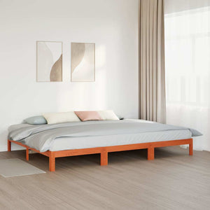 vidaXL Family Bed Frame without Mattress Waxed Brown 240x200 cm Solid Wood