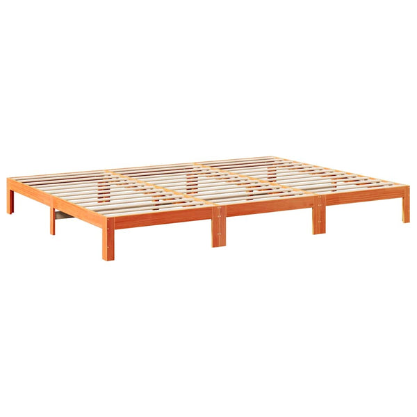 vidaXL Family Bed Frame without Mattress Waxed Brown 240x200 cm Solid Wood