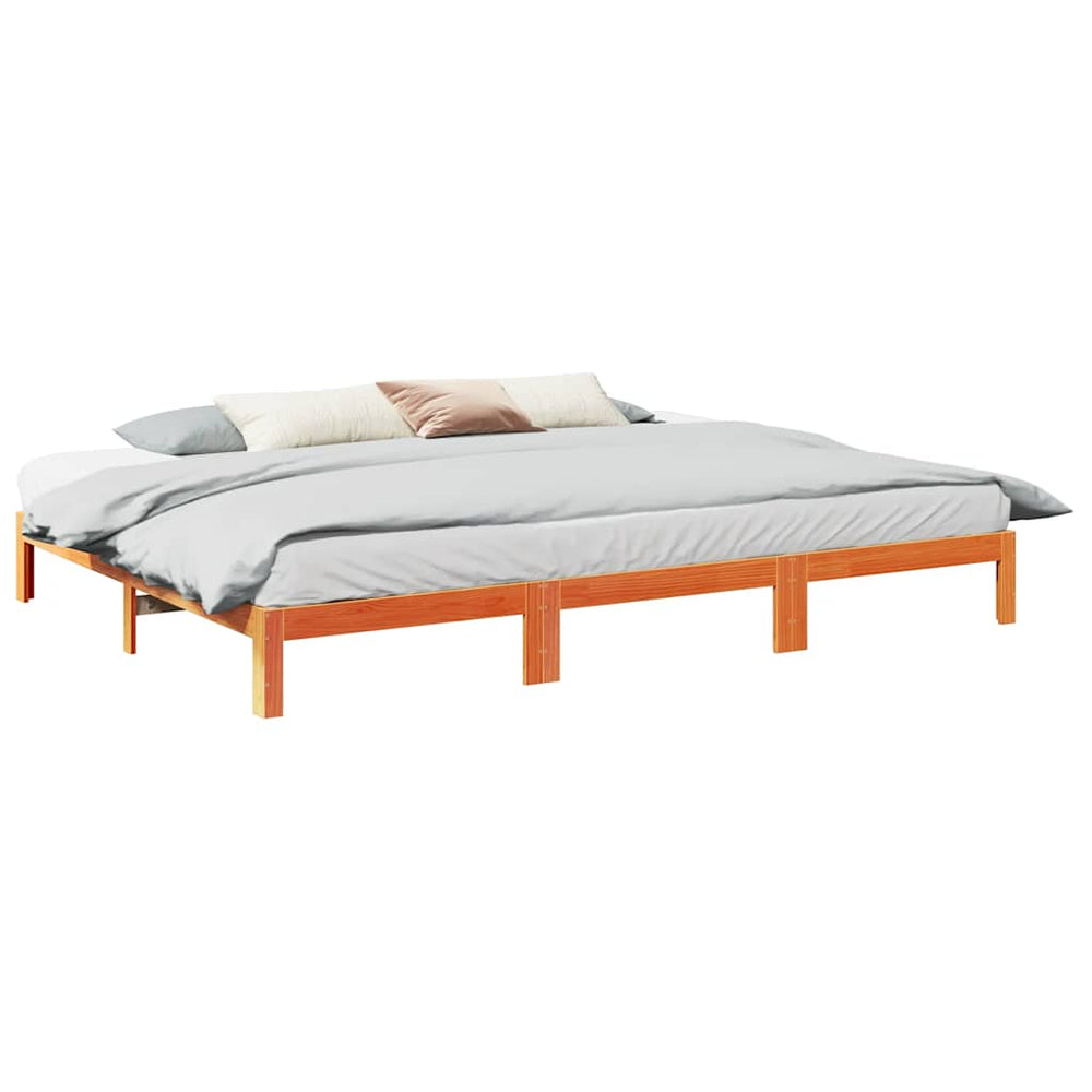 vidaXL Family Bed Frame without Mattress Waxed Brown 240x200 cm Solid Wood