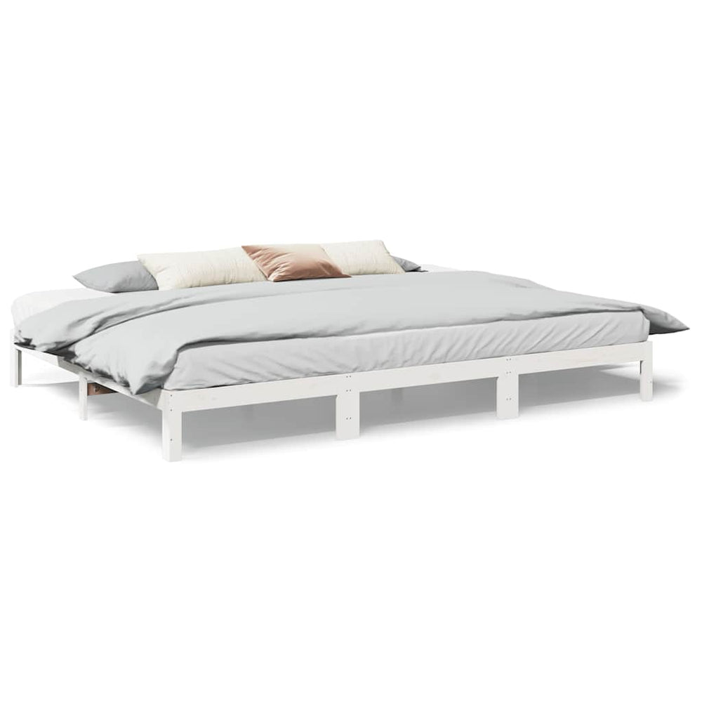 vidaXL Family Bed Frame without Mattress White 270x200 cm Solid Pine Wood