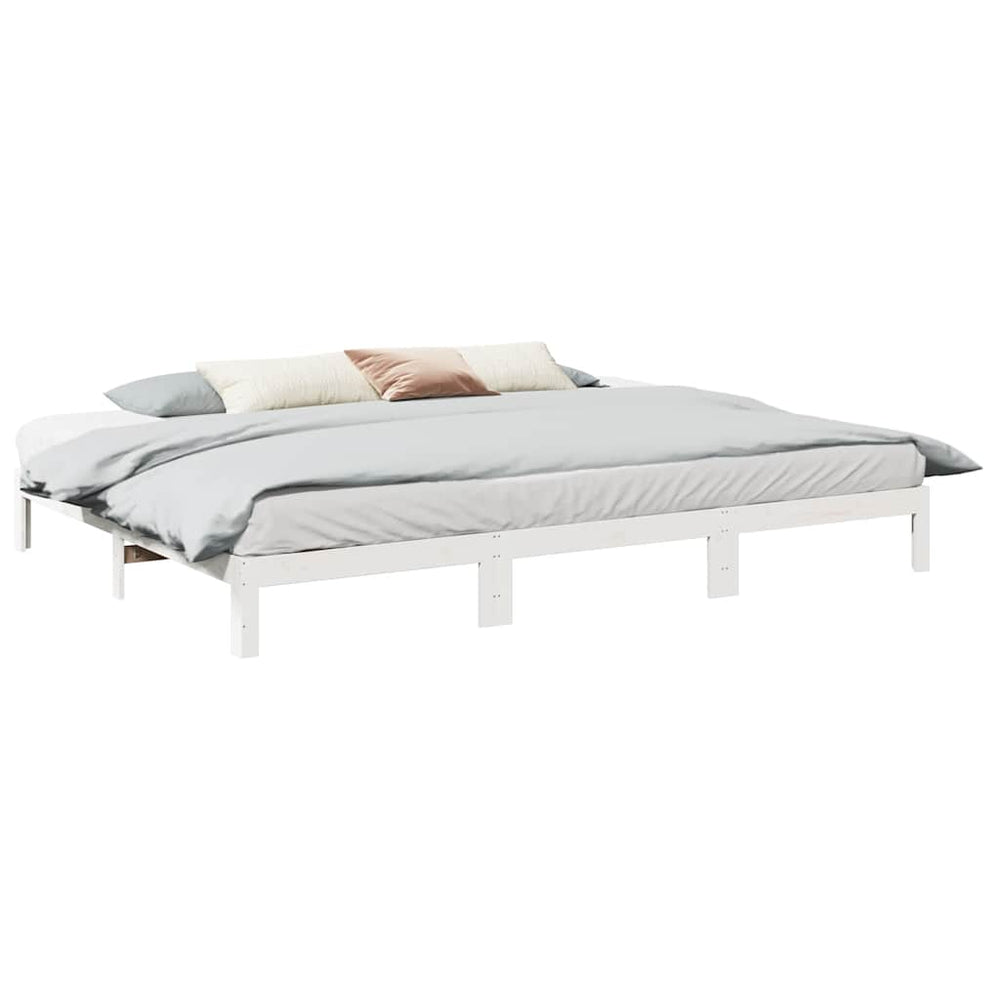 vidaXL Family Bed Frame without Mattress White 270x200 cm Solid Pine Wood