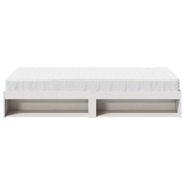 vidaXL Day Bed with Mattress White 100x200 cm Solid Pine Wood