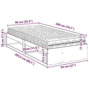 vidaXL Day Bed with Mattress 90x200 cm Solid Pine Wood