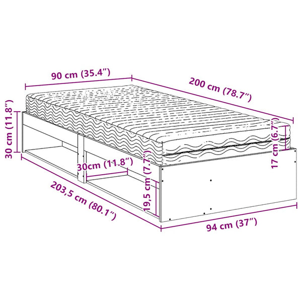 vidaXL Day Bed with Mattress 90x200 cm Solid Pine Wood