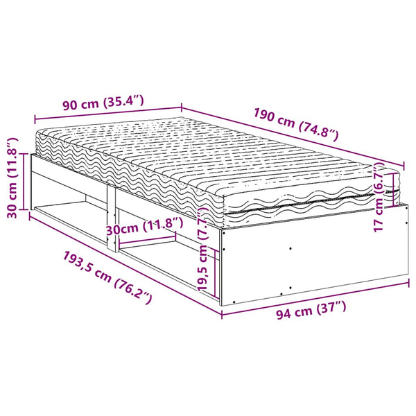 vidaXL Day Bed with Mattress 90x190 cm Solid Pine Wood