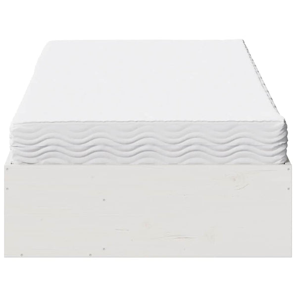 vidaXL Day Bed with Mattress White 90x190 cm Solid Pine Wood