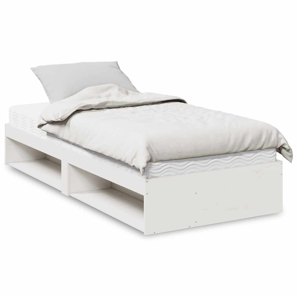 vidaXL Day Bed with Mattress White 90x190 cm Solid Pine Wood