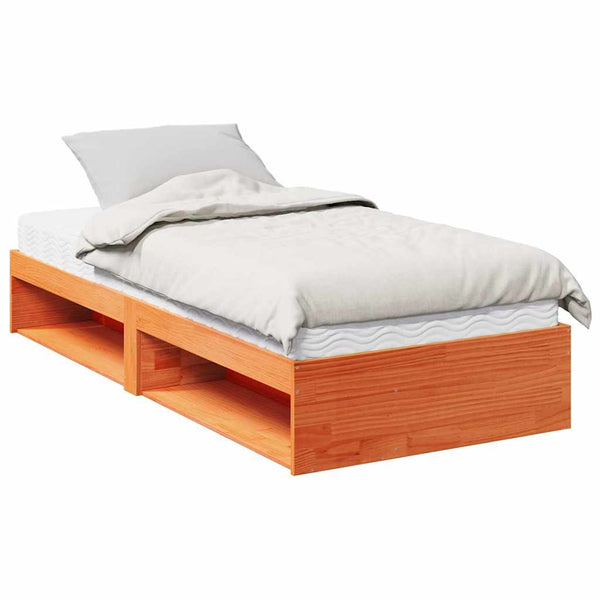 vidaXL Day Bed with Mattress Waxed Brown 90x190 cm Solid Pine Wood