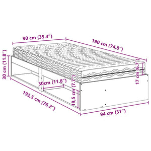 vidaXL Day Bed with Mattress Waxed Brown 90x190 cm Solid Pine Wood